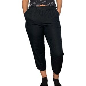 Madewell Linen Blend Pull On Crop Pant Black